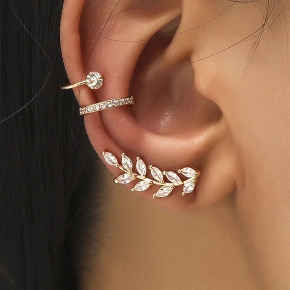 Jewelry - 3 PC Ear Cuff Rhinestone Earrings